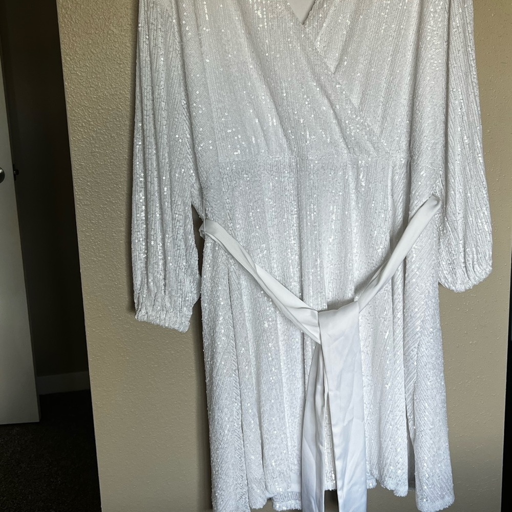 Eloquii Sequin Belted Wrap Dress